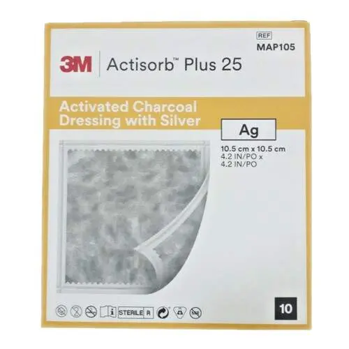 13758-actisorb plus 25 kryti s aktivnim uhlim a stribrem 10.5x10.5cm 10ks